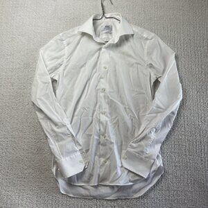 Mens Boggi Milano Dress Shirt Size 14 1/2 / 37  Collar 100% Cotton White Read*